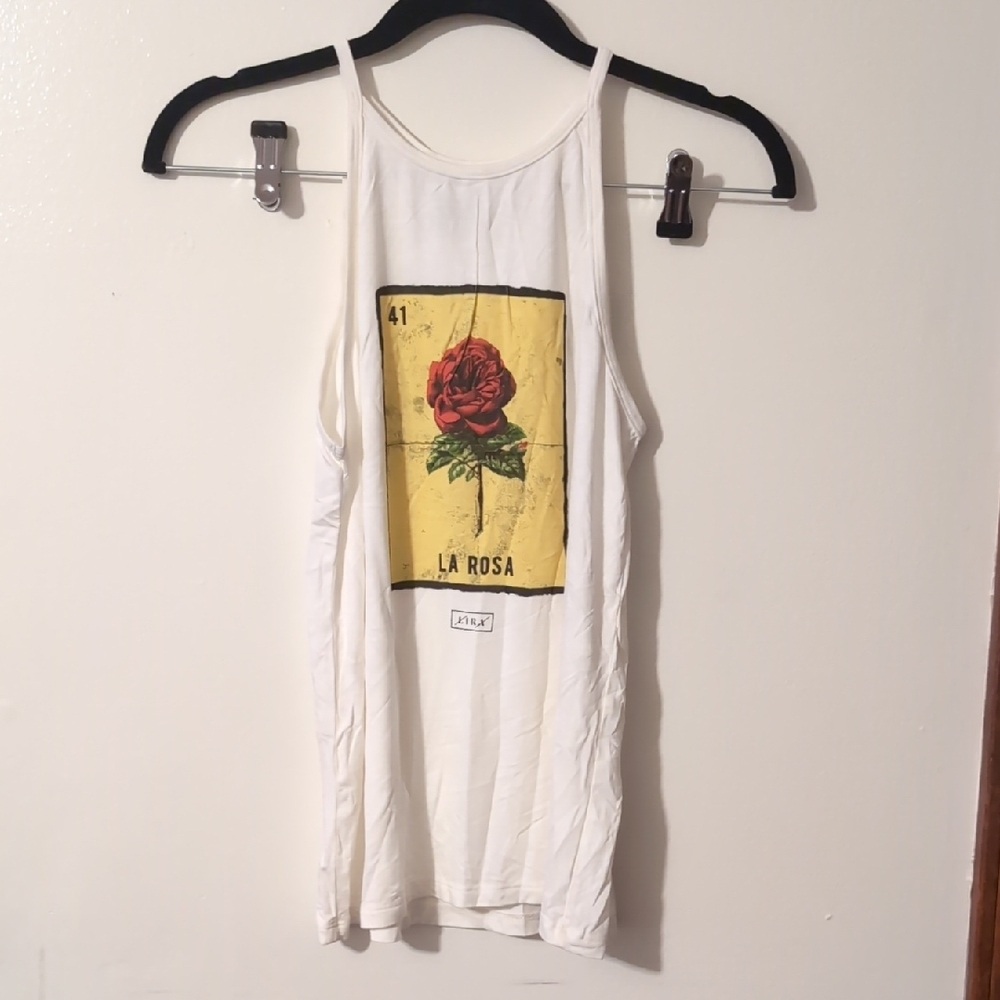 Lira White Tank Top with Yellow and Red Graphic